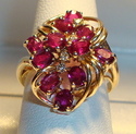 Vintage 585 14K Yellow Gold Ruby & Diamond Ring (4