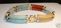 Vintage 14K Solid Gold Multi-Colored Jade Bracelet