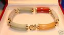 Vintage 14K Solid Gold Multi-Colored Jade Bracelet