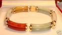 Vintage 14K Solid Gold Multi-Colored Jade Bracelet