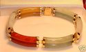 Vintage 14K Solid Gold Multi-Colored Jade Bracelet