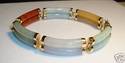 Vintage 14K Solid Gold Multi-Colored Jade Bracelet