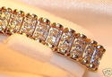 Vintage 10K Solid Gold Diamond Bracelet, 7”