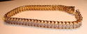 Vintage 10K Solid Gold Diamond Bracelet, 7”