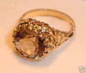 Vintage 14K Gold Smoky Quartz Filigree Ring (9) 