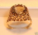 Vintage 14K Gold Smoky Quartz Filigree Ring (9) 