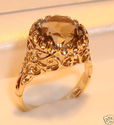 Vintage 14K Gold Smoky Quartz Filigree Ring (9) 