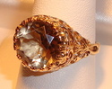 Vintage 14K Gold Smoky Quartz Filigree Ring (9) 