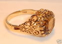 Vintage 14K Gold Smoky Quartz Filigree Ring (9) 