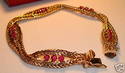 Vintage Wheat Design 14K Solid Gold Ruby Bracelet,