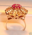 Vintage 10K Yellow Gold Ruby & Diamond Ring (6¾) 