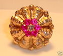 Vintage 10K Yellow Gold Ruby & Diamond Ring (6¾) 