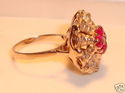 Vintage 10K Yellow Gold Ruby & Diamond Ring (6¾) 