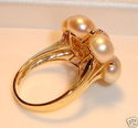 585 14K Gold Button Pearl & Bezel Set Diamond Ring