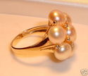 585 14K Gold Button Pearl & Bezel Set Diamond Ring