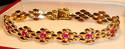 Vintage 417 10K Solid Gold Ruby Bracelet, 7¼”