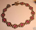 Vintage 417 10K Solid Gold Ruby Bracelet, 7¼”