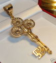 Vintage 10K Yellow Gold Cubic Zirconia Key Pendant