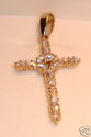 Vintage 10K Yellow Gold Cubic Zirconia Cross Penda