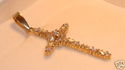 Vintage 10K Yellow Gold Cubic Zirconia Cross Penda