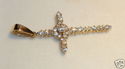 Vintage 10K Yellow Gold Cubic Zirconia Cross Penda