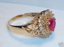 Vintage 10K Gold Ruby & Cubic Zirconia Heart Ring 