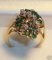 Vintage 14K Gold Emerald & Diamond Ring (8¼) 