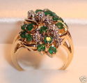 Vintage 14K Gold Emerald & Diamond Ring (8¼) 