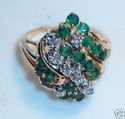 Vintage 14K Gold Emerald & Diamond Ring (8¼) 