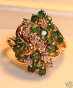 Vintage 14K Gold Emerald & Diamond Ring (8¼) 