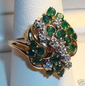 Vintage 14K Gold Emerald & Diamond Ring (8¼) 