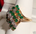 Vintage 14K Gold Emerald & Diamond Ring (8¼) 