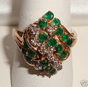 Vintage 14K Gold Emerald & Diamond Ring (8¼) 