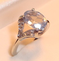 Vintage 14K White Gold Aquamarine & Diamond Ring (