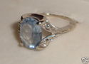 Vintage 14K White Gold Aquamarine & Diamond Ring (