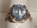 Vintage 14K White Gold Aquamarine & Diamond Ring (