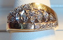 Vintage 14K Yellow Gold Diamond Florentine Ring (6