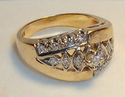 Vintage 14K Yellow Gold Diamond Florentine Ring (6