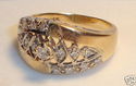 Vintage 14K Yellow Gold Diamond Florentine Ring (6