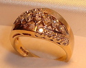 Vintage 14K Yellow Gold Diamond Florentine Ring (6