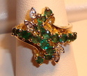 Vintage 14K Gold Emerald & Diamond Ring (8) 