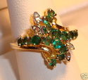 Vintage 14K Gold Emerald & Diamond Ring (8) 