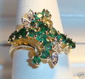 Vintage 14K Gold Emerald & Diamond Ring (8) 