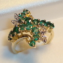 Vintage 14K Gold Emerald & Diamond Ring (8) 