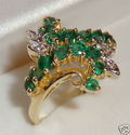 Vintage 14K Gold Emerald & Diamond Ring (8) 