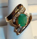 Vintage 14K Yellow Gold Emerald & Diamond Ring (7)