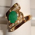 Vintage 14K Yellow Gold Emerald & Diamond Ring (7)