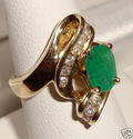 Vintage 14K Yellow Gold Emerald & Diamond Ring (7)