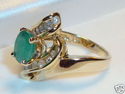 Vintage 14K Yellow Gold Emerald & Diamond Ring (7)