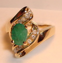 Vintage 14K Yellow Gold Emerald & Diamond Ring (7)